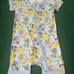 Summer Bluey Shorty- Light Blue and Yellow Bamboo